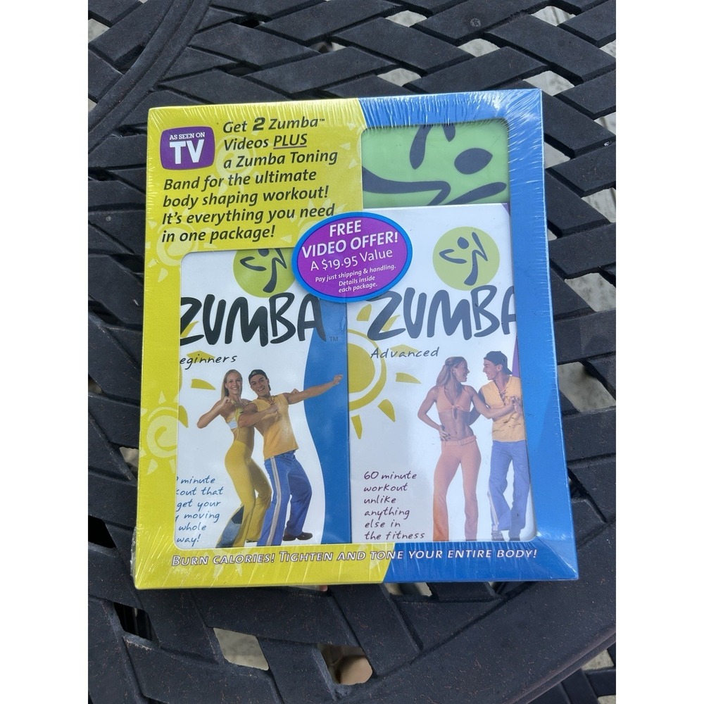 ZUMBA 2 VHS Set Beginners & Advanced NEW SEALED with Bonus BAND Vintage Original